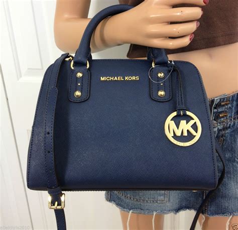 michael kors navy purse sale|Michael Kors blue leather purse.